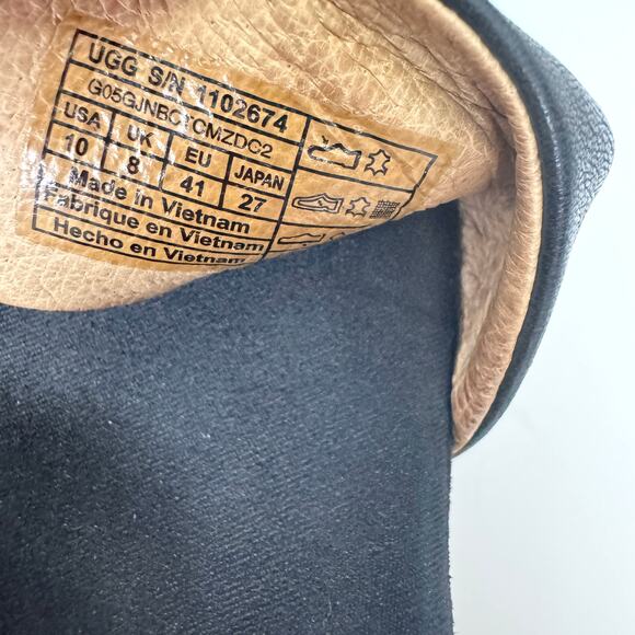 UGG Womens Zoe II Wedge Sandal Size 10 Leather MInimal Cushioned Comfort Black - Picture 10 of 10